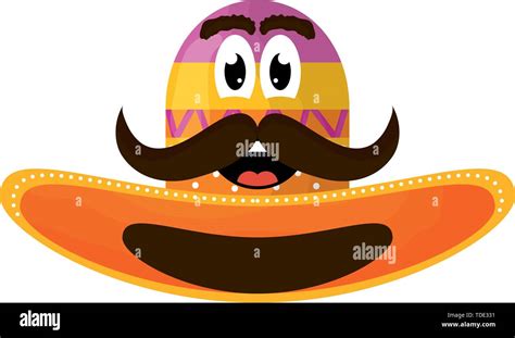 Mexican Hat With Mustache Emoji Character Vector Illustration Design