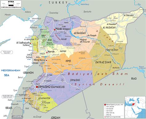 Detailed Political Map Of Syria Ezilon Maps
