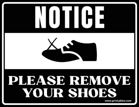 53 Printable Please Remove Your Shoes Sign