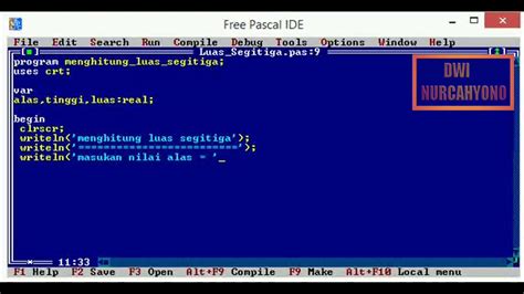 Program Menghitung Luas Segitiga Free Pascal Youtube