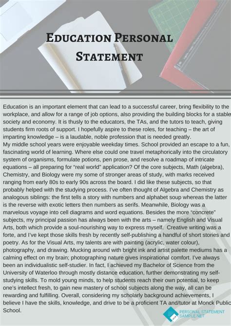 Education Personal Statement Examples Useful With Right Approach