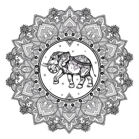 Cute Elephant Indian Style Difficult Mandalas For Adults 100