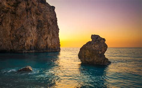 Sunset At Milos Beach On Lefkada Island Greece Wallpapers