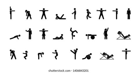 Stick Figures People Do Gymnastics Set 库存矢量图（免版税）1406843201 Shutterstock
