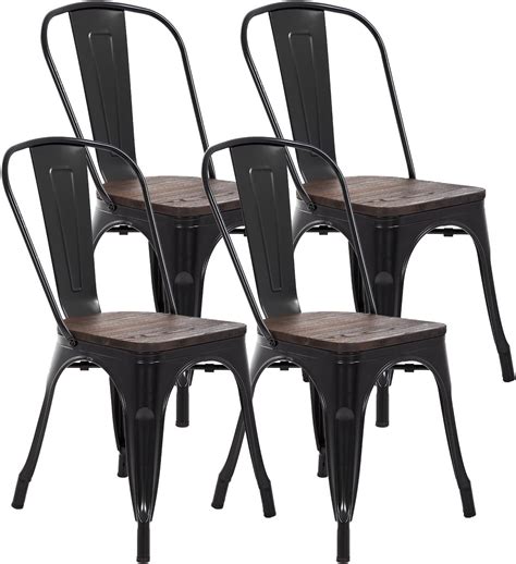 Fdw Metal Dining Chairs Set Of 4 Patio Chairs Furniture