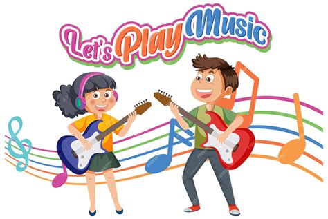 Premium Vector Lets Play Music Text With Children Playing Musical