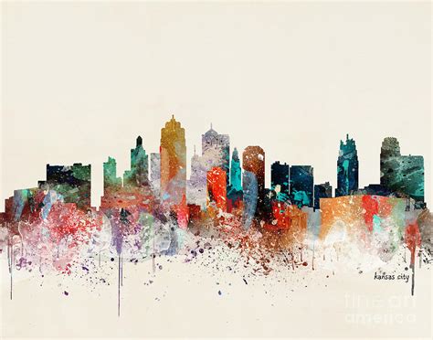 Kansas City Skyline Painting By Bri Buckley Pixels Merch