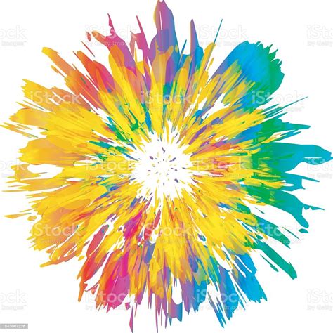Abstract Color Splash And Isolated Flower Illustration Stock Vector Art