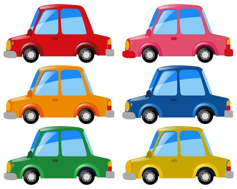 Cars In Six Different Colors 369032 Vector Art At Vecteezy