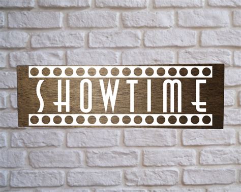 Theater Sign Showtime Sign Wooden Home Theater Sign Wood Etsy