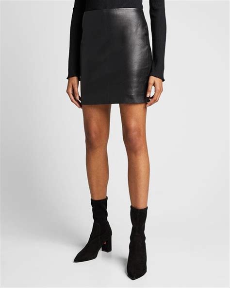 Sprwmn Pull On Leather Mini Skirt In Black Lyst