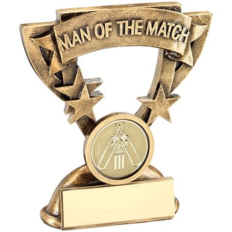 Bronzegold Man Of The Match Mini Cup With Cricket Insert Trophy