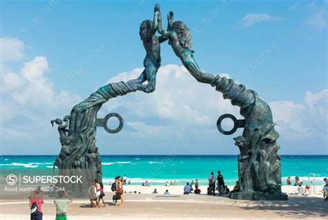 Mexico Playa Del Carmen Portal Maya Sculpture Mayan Gateway