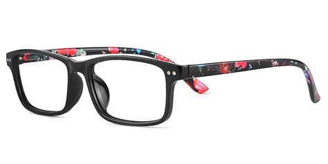 Lima Black Rectangle Retro Horn Plastic Eyeglasses