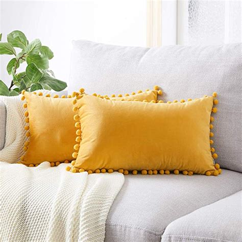 Top Finel Decorative Throw Pillow Covers With Pom Poms Soft