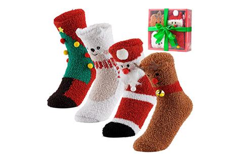 4x Festive Fluffy Christmas Socks Deal Wowcher