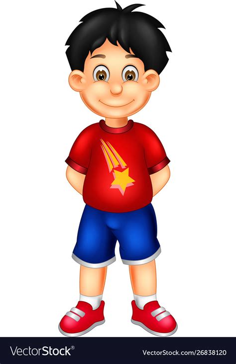 Funny Boy Wearing Red Shirt Cartoon Royalty Free Vector
