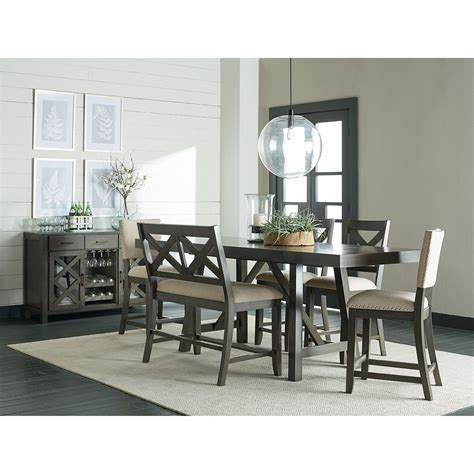 Maybe you would like to learn more about one of these? 6 Piece, Counter Height Trestle Table Dining Set by ...
