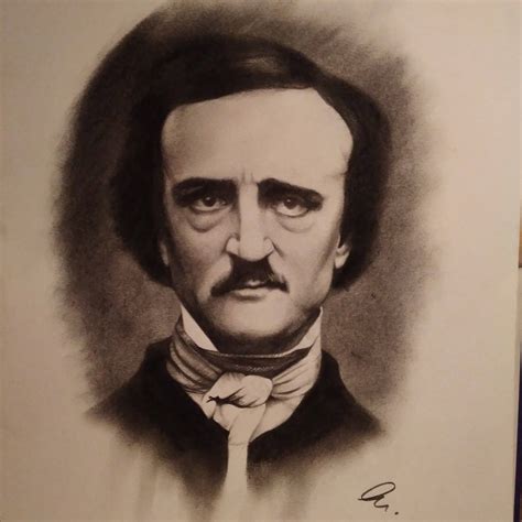 Dibujo Original De Edgar Allan Poe Ilustración Vintage A Lápiz Y