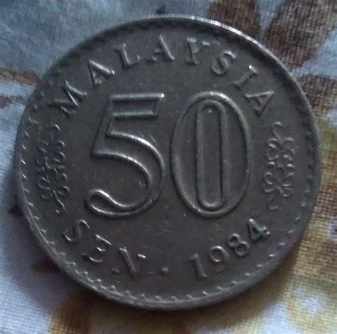 50 Sen 1984 Constitutional Monarchy 1967 1988 Malaysia Coin 44405
