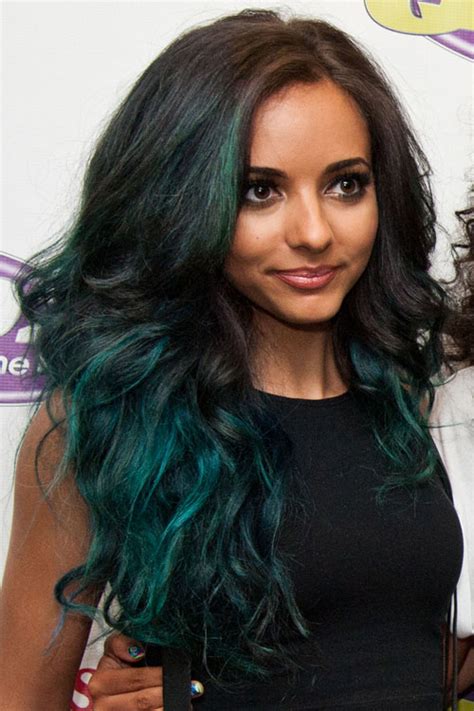 Jade Thirlwall Wavy Green Ombré Two Tone Hairstyle Steal Her Style