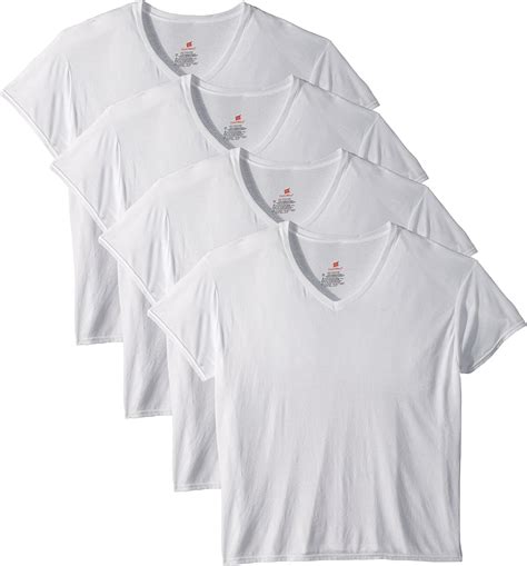 Hanes Mens 4 Pack Comfortblend V Neck T Shirt With Freshiq White Xx