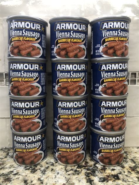 12 Cans Armour Barbecue Flavored Vienna Sausage Meat 46 Oz Wiener Free