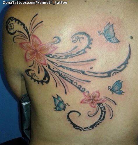 Tattoo Of Maori Flowers Butterflies