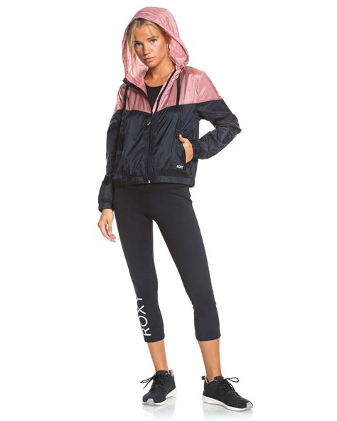Roxy Womens Take It This Hooded Cropped Windbreaker Anthracite