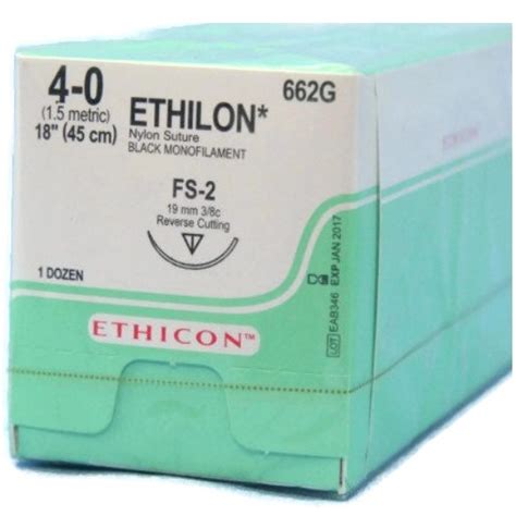 Ethicon 4 0 X 18 Ethilon Black Monofilament Nylon Suture With Fs 2