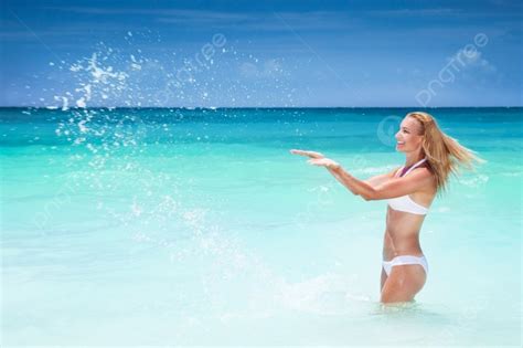 Beautiful Woman On The Beach Photo Background And Picture For Free Download Pngtree