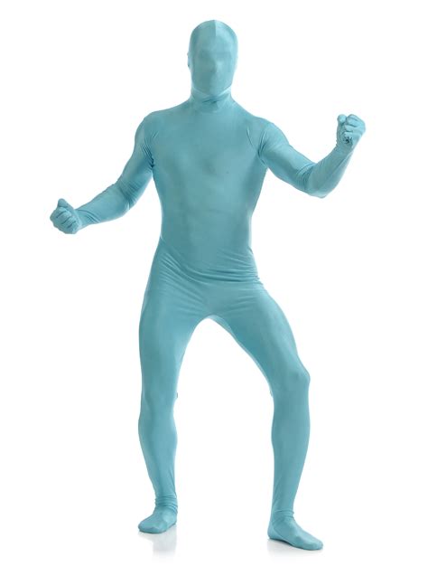 adult men full body spandex lycra zentai suit light blue tight suits pure color halloween party