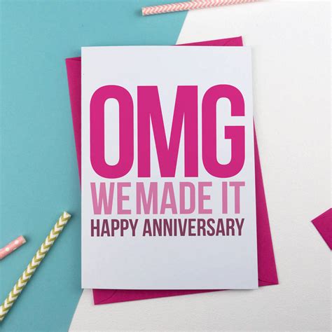 Omg Happy Anniversary Card In Pink Or Blue By A Is For Alphabet