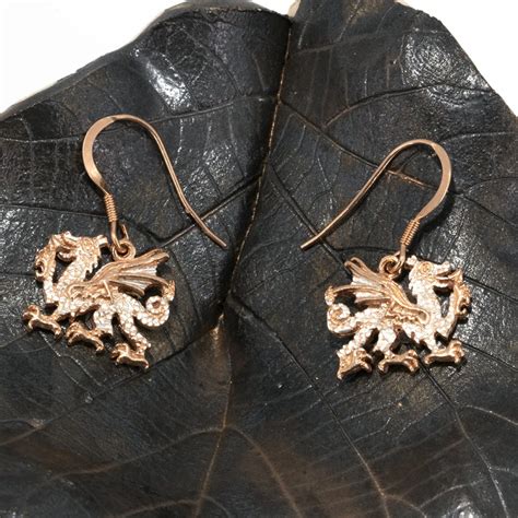 Silver And Rose Gold Welsh Dragon Earrings