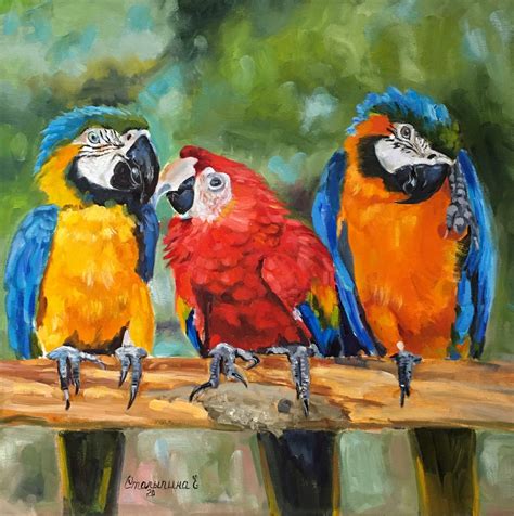 Parrot Painting Oil Original Artwork Bird Wall Art Colorful Etsy