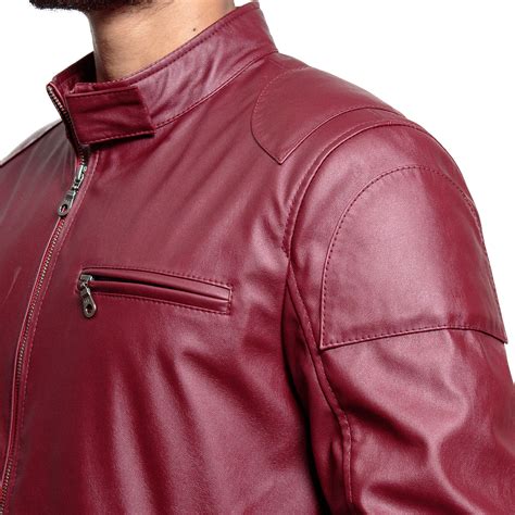 Men S Red Faux Leather Biker Jacket For Sale Xtremejackets