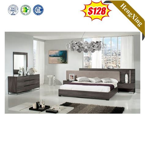 Simple Modern Wood Frame Melamine Double King Size Bed Home Hotel
