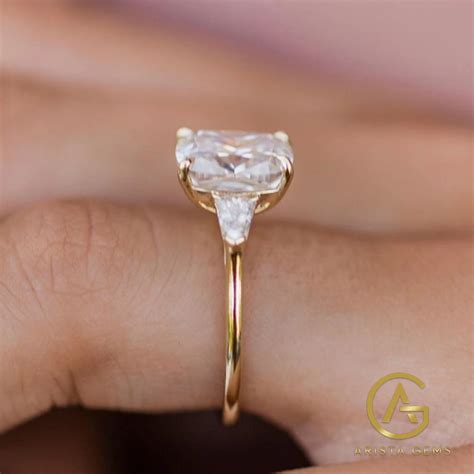 Elongated Cushion Cut Moissanite Engagement Ring Solid Gold Etsy