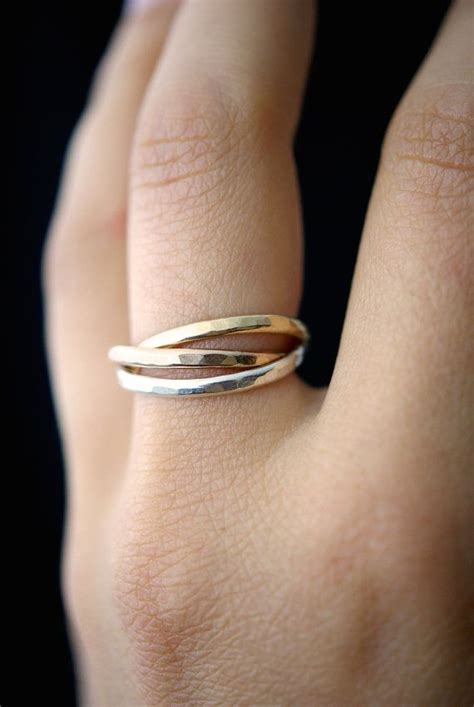 Thick Interlocking Set Of 3 Rings Rose Gold Gold Fill Etsy