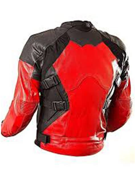 Deadpool Ryan Reynolds Red Costume Biker Jacket Bay Perfect