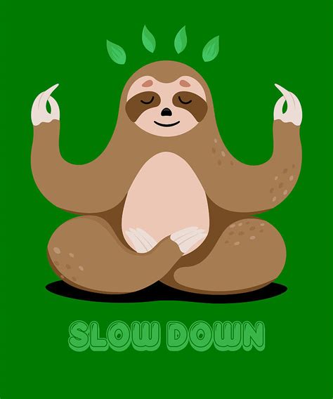 Sloth Yoga Slow Down Meditation Retro Vintage Sloth Digital Art By Ari