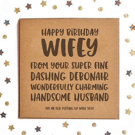 Happy Birthday Wifey From Your Handsome Husband Card Funny Etsy