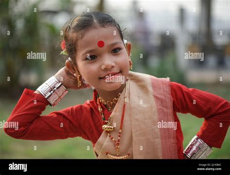 A Girl Participated In A Traditional Bihu Dance Workshop Ahead Of