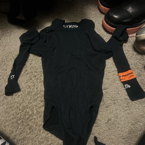 Heron Preston Sheer Black Bodysuit Depop