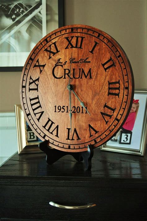 Personalized Carved Wood Clock With Your Name Custom Engraved Etsy