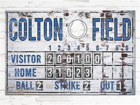 Custom Baseball Scoreboard Sign Vintage Distressed Rustic Etsy Sign