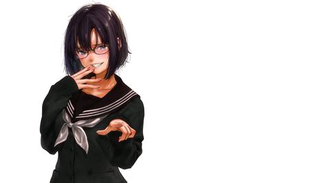 Brunette Long Hair Meganekko Anime Girls Manga Glasses Anime