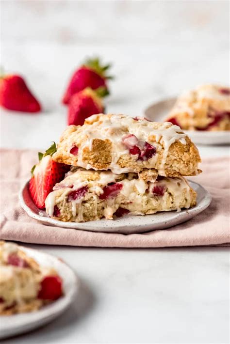 Vanilla Glazed Fresh Strawberry Scones Recipe House Of Nash Eats