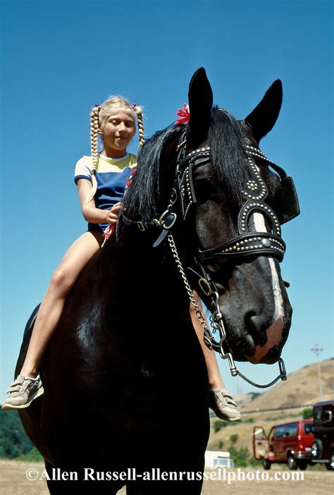 Girl Rides Percheron Draft Horse Allen Russell Photography