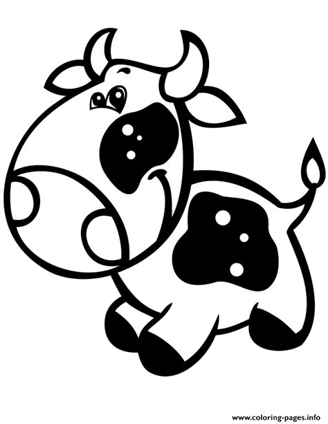 Super Cute Baby Cow Easy Coloring Page Printable